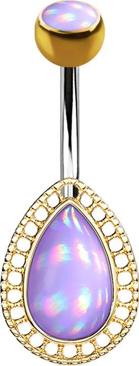 Star Piercing Banane vergoldet Tropfen mit Epoxidstein violett (Messing, Chirurgenstahl 316L)