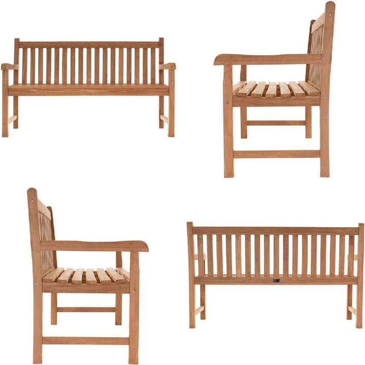 Produktbild VCM 3-Sitzer Gartenbank Parkbank hochwertig Teak Holz behandelt 150cm