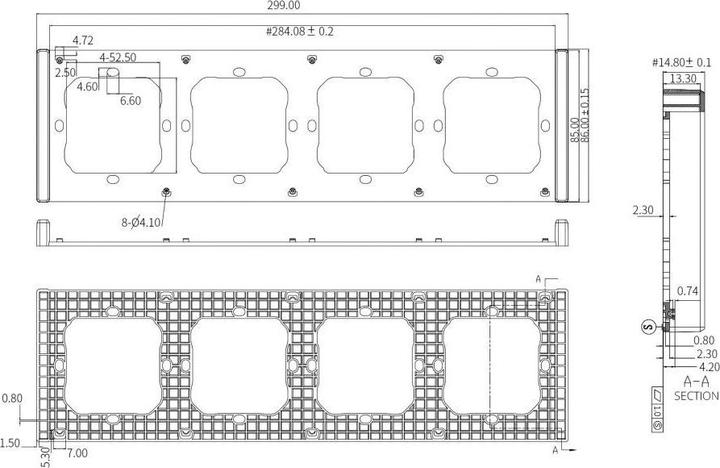 Actual product image Sonoff Quadruple Mounting Frame for Installing M5-80 Wall Switches
