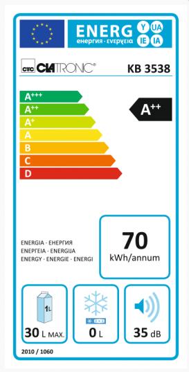 Energie-Label Clatronic 283037 Kühlbox KB 3538, 283037 (30 l)