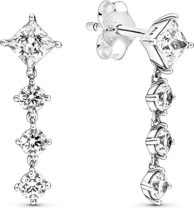 Pandora Rund & Quadratisch Ohrhänger (Silber 925)