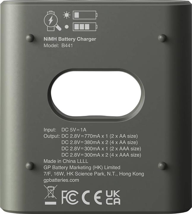 Immagine prodotto GP Batteries Ricaricatore di batterie (1 pz., AAA, AA, 850 mAh, Batteria + Caricabatterie)
