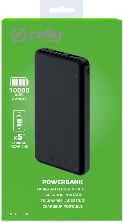 Produktbild Celly Powerbank 10'000mAh black (10000 mAh, 37 Wh)