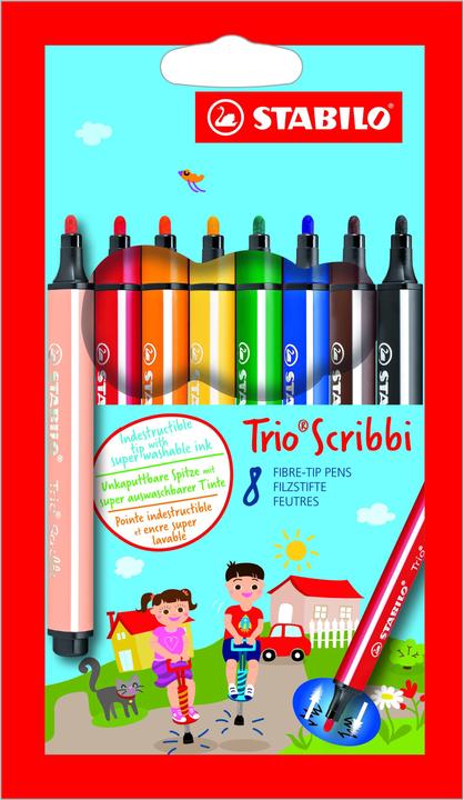 Produktbild STABILO Trio Scribbi Gefederter Dreikant-Filzstift (Mehrfarbig, 8 x)