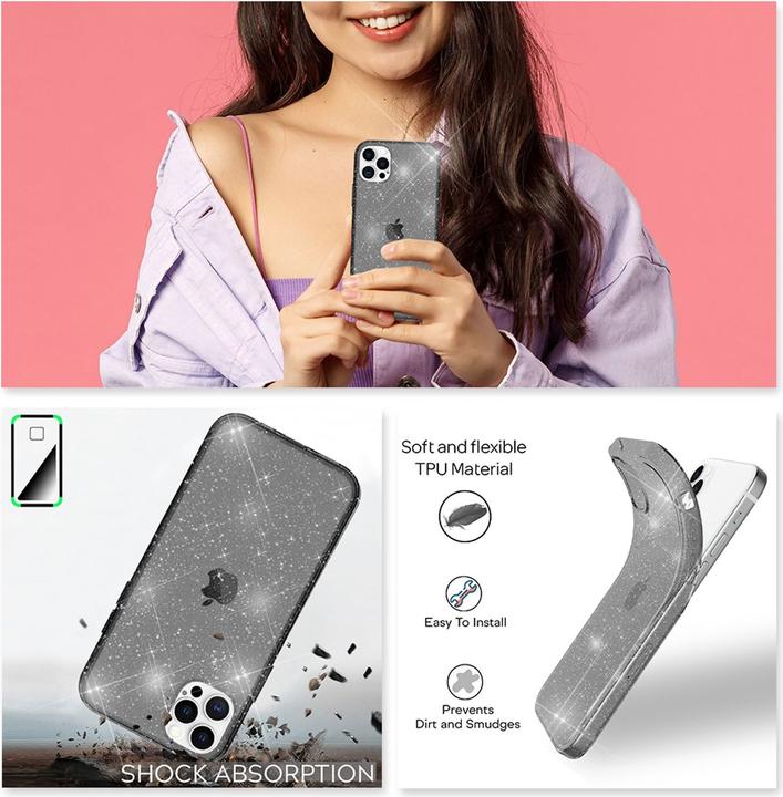 Produktbild Nalia Klare Glitzer Silikon Hülle (Apple iPhone 13 Pro Max)