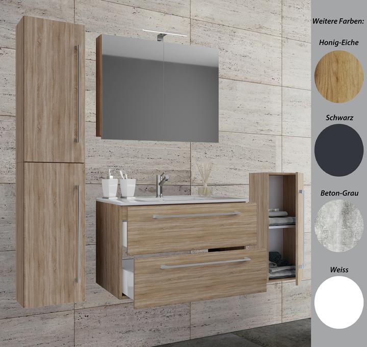 Actual product image VCM 5-piece wash place washbasin Badinos 2 drawers mirror cabinet