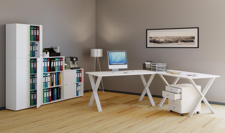Image du produit VCM Mobilier de bureau Bureau d'angle Lona 80 X Alu Blanc (220 x 80 x 76 cm)