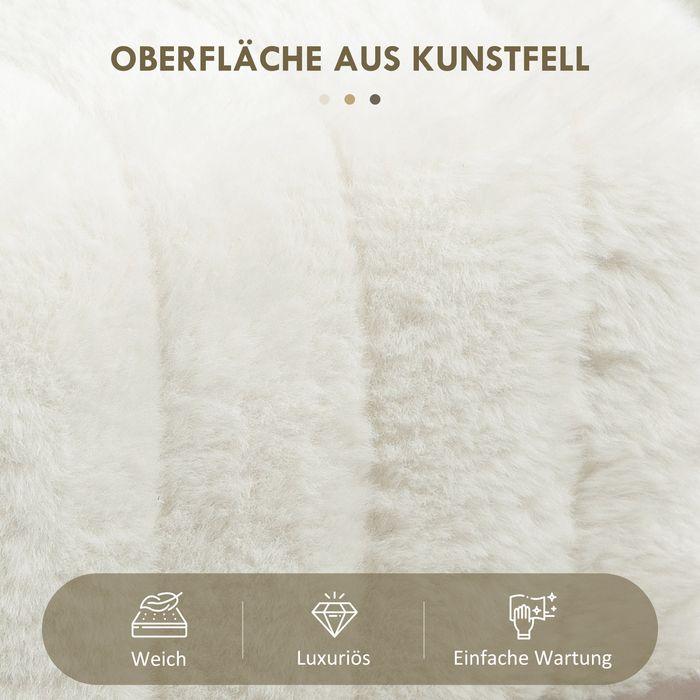 Image du produit Swisshandel24 Banc, aspect fourrure synthétique, pieds métalliques, banc pour chaussures, 82x30x47cm, blanc crème (82 cm)