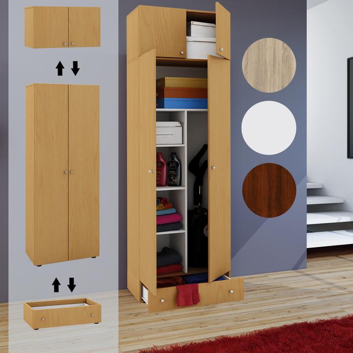 Image du produit VCM Holz Besen Putzschrank Serie Vandol mit Drehtüren (70 x 40 cm)