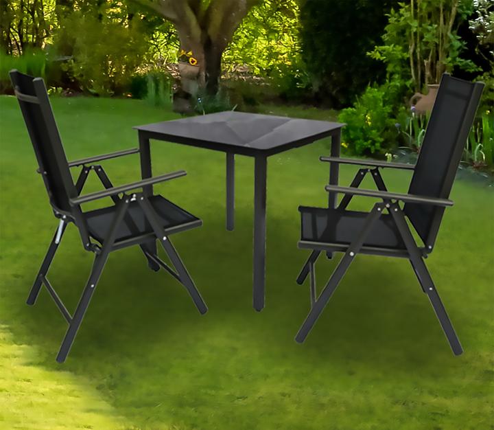 Produktbild VCM Alu Gartenmöbel Set 80 x 80 Schwarzglas (80 cm)