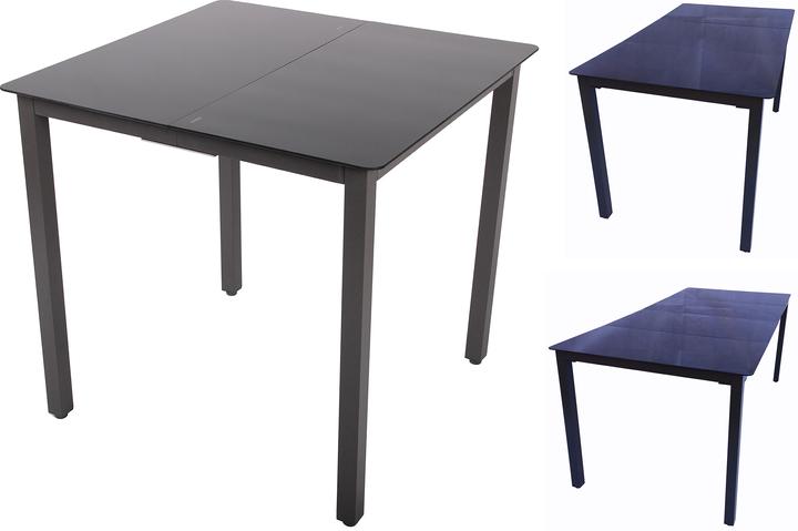 Produktbild VCM Alu Tisch Glas Esstisch Gartentisch Balkontisch Gartenmöbel Schwarzglas (80 cm)