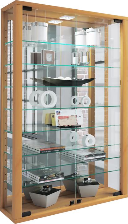 Produktbild VCM Sammel Wandvitrine Holz Glas Vitrosa Mini Spiegel (59 x 18 x 91 cm)