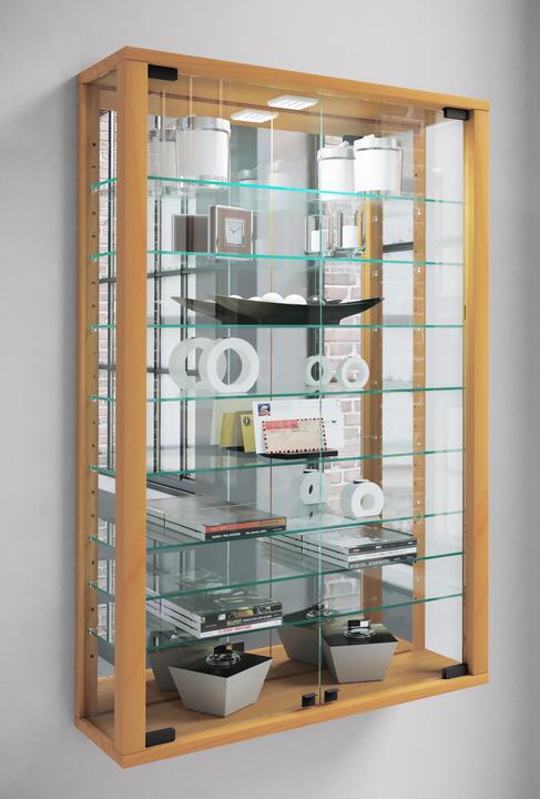 Produktbild VCM Sammel Wandvitrine Holz Glas Vitrosa Mini Spiegel (59 x 18 x 91 cm)