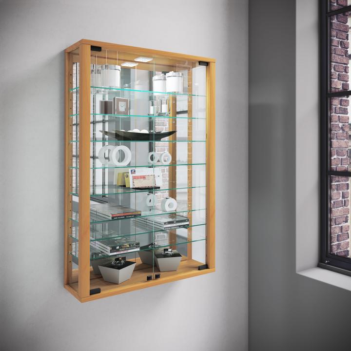 Produktbild VCM Sammel Wandvitrine Holz Glas Vitrosa Mini Spiegel (59 x 18 x 91 cm)