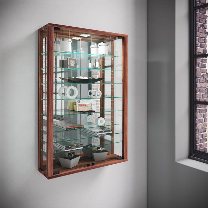Actual product image VCM Collection Wall Display Case Wood Glass Vitrosa Mini Mirror (59 x 18 x 91 cm)