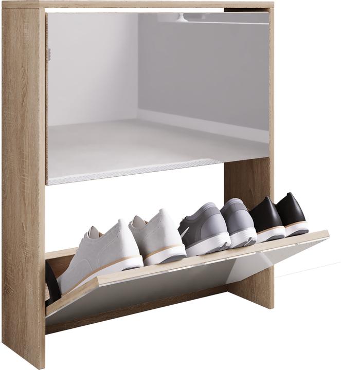Produktbild VCM Holz Schuhschrank Stido L mit 2 Spiegel Schuhkipper (63 x 17 x 73 cm)