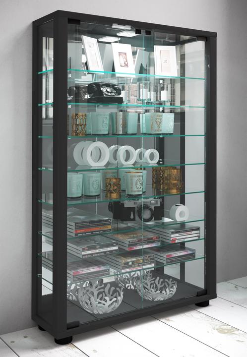 Produktbild VCM Sammelvitrine Standvitrine Glasvitrine Glasregal Vitrine Glas Schaukasten "Lumo Mini Spiegel" (59 x 18 x 91 cm)