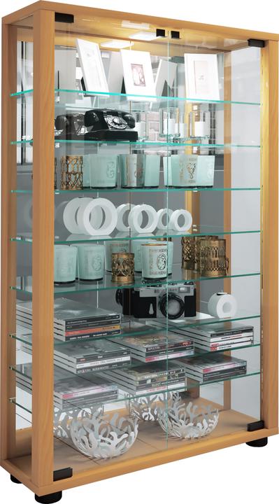 Produktbild VCM Sammelvitrine Standvitrine Glasvitrine Glasregal Vitrine Glas Schaukasten "Lumo Mini Spiegel" (59 x 18 x 91 cm)