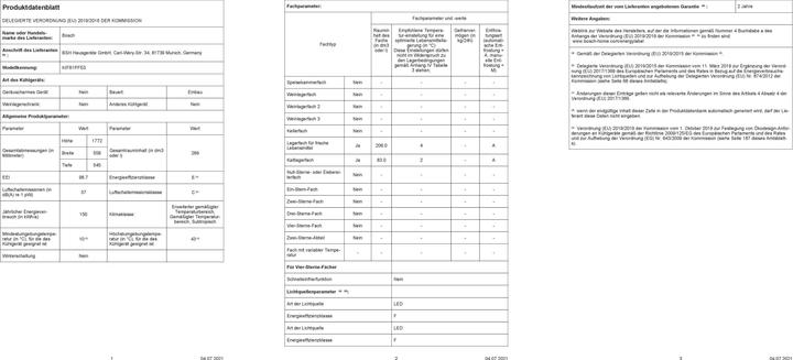 Immagine prodotto Bosch Hausgeräte KIF81PFE0 (289 l)