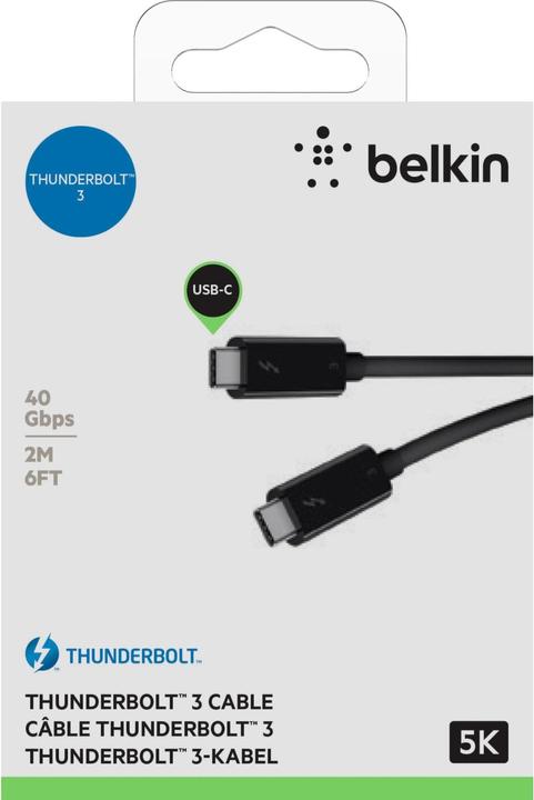 Produktbild Belkin THUNDERBOLT 3 CABLE 40 GBPS 5A (2 m, USB 2.0)