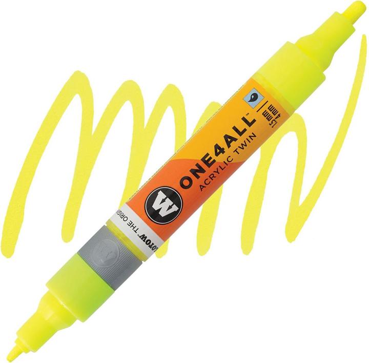 Produktbild Molotow Marqueur pour Maquettes - One4All Twin - Acrylique Jaune Fluo Phospho. - 1,5/4mm - -220 - 15 cm (Gelb, 4 mm, 1 x)