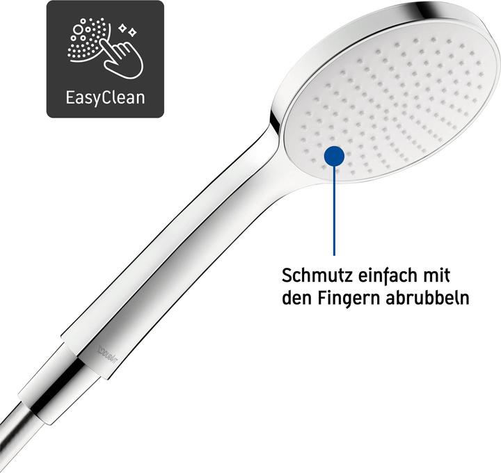 Actual product image Duravit Hand shower 110, 1 jet, MinusFlow chrome / white (1 Beam types, 9.50 l/min)