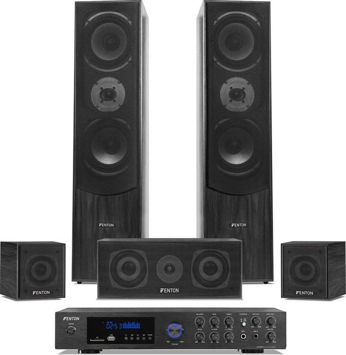 Image du produit Fenton set home cinema - home cinema set met 5 speakers + versterker met Bluetooth en mp3 speler - 5 (Set)