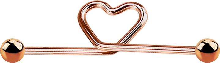 Produktbild Star Piercing Barbell rosegold Herz mit zwei Kugeln mit Titanium Beschichtung (Chirurgenstahl 316L, ohne Messing)