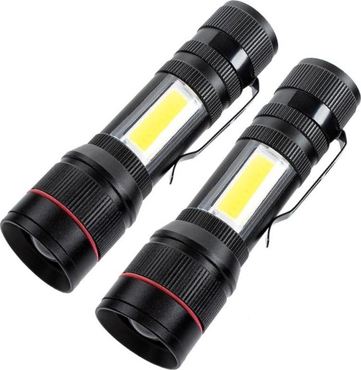 Image du produit Werkstein 800LM USB LED Mini Taschenlampen mit Magnet aus Aluminium (Wiederaufladbar) - Schwarz 2er Set (10.80 cm, 800 lm)