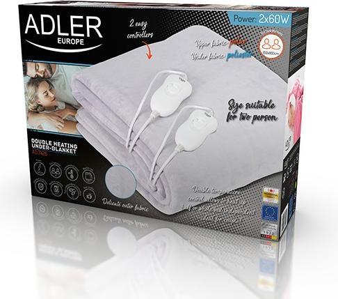 Produktbild Adler AD 7426 Heizdecke Elektrischer Bettwärmer Fleece, Polyester (150 x 160 cm)