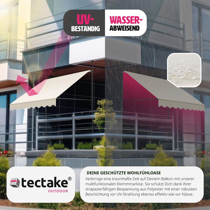 Image du produit tectake Store à pince sans perçage avec manivelle, réglable en hauteur (2 m)