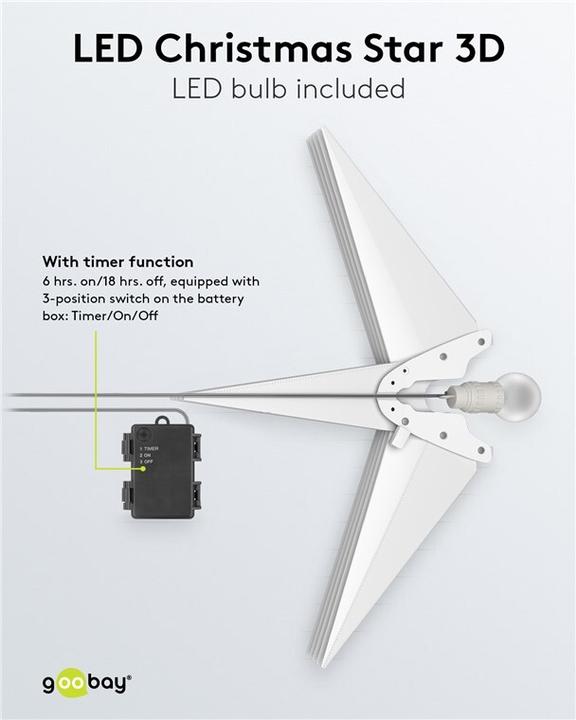 Produktbild Goobay LED-Weihnachtsstern 3D, Ø 56 cm, batteriebetrieben