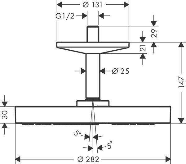 Produktbild Axor Kopfbrause 280 1jet ONE mit Deckenanschluss mattschwarz (1 Strahlarten, 12.20 l/min)