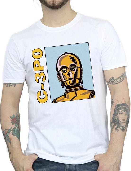 Actual product image Star Wars Mens C3PO Line Art T-Shirt (S)