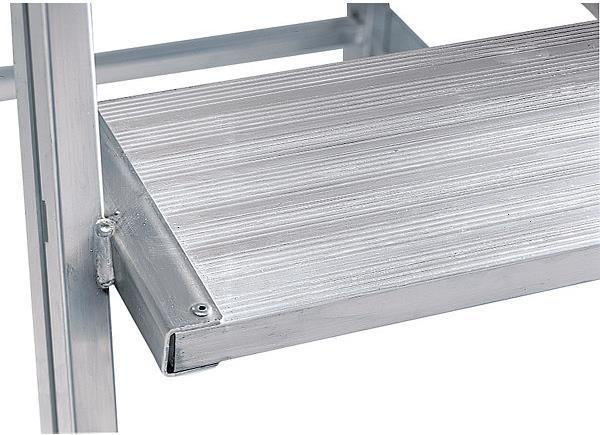 Image du produit Munk Escalier à palier accessible d'un côté avec roulettes à ressort Aluminium strié 4 marches (Échelle à plate-forme, 141 cm)