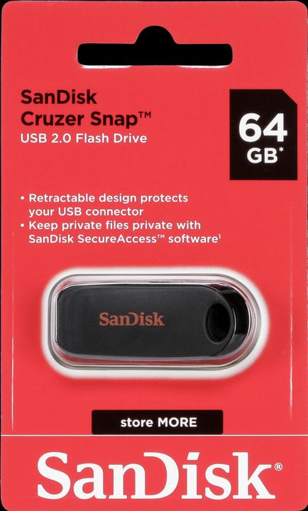 Image du produit SanDisk Cruzer Snap 64GB USB 2.0 (64 Go, USB-A)