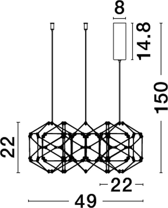 Image du produit Nova Luce NEBULA LED Suspension Noir 25W Blanc Chaud 150x49cm 9186901