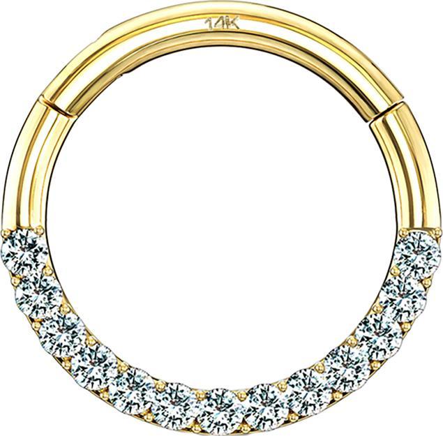 Produktbild Star Piercing Micro Segmentring klappbar 14k gold front Kristall silber (ohne Messing, 14k Gold)