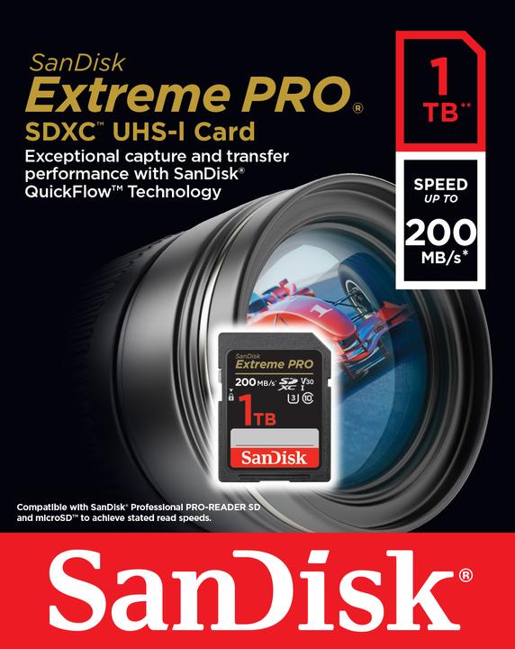 Image du produit SanDisk Extreme PRO UHS-I V30 (1000 Go, SDXC, U3, UHS-I)