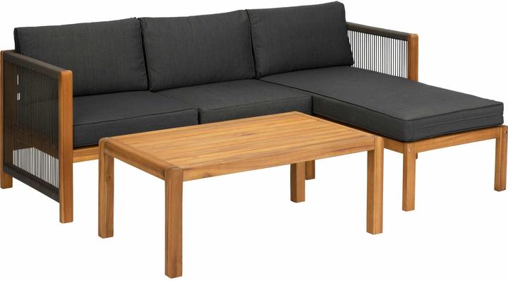 Produktbild Acamp Loungeset Malaga Schwarz/Braun, 3 Sitzplätze