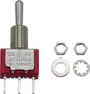 RND Components Miniature toggle switch ON-OFF-ON latching 2 A / 5 A 1 CO contact