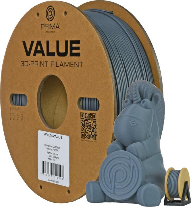 Actual product image Prima Creator PrimaValue ABS -filamentti 3D -tulostimeen,, tummanharmaa (ABS, 1.75 mm, 1040 g, Grey)