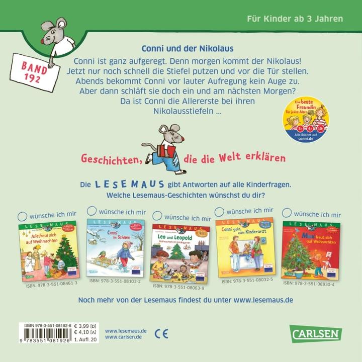 Immagine prodotto LESEMAUS 192: Conni und der Nikolaus (Tedesco, Sarto Liane, 2020)
