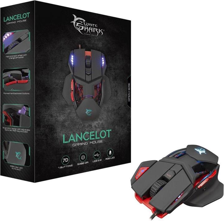 Image du produit Souris de jeu Shark Lancelot RGB, Souris interchangeable avec illumination RGB (Filaire)