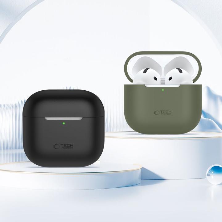Actual product image 4Kom Tech-Protect Silikonhülle für Apple AirPods 4 - Schwarz (Headphone bag)