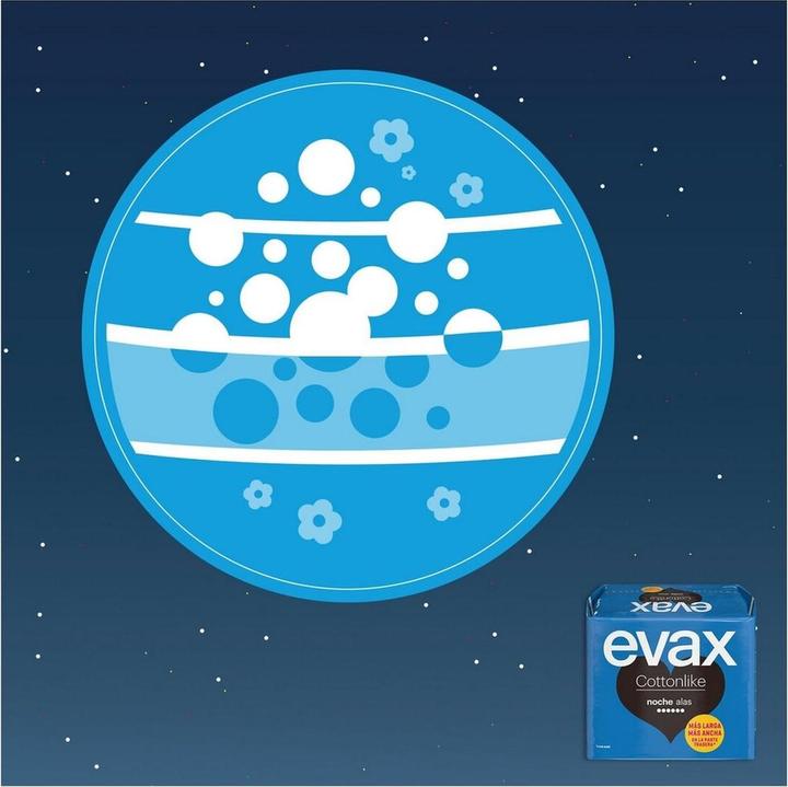 Actual product image Evax Cottonlike night sanitary towels with wings 9 pieces (9 x, Sanitary pads)