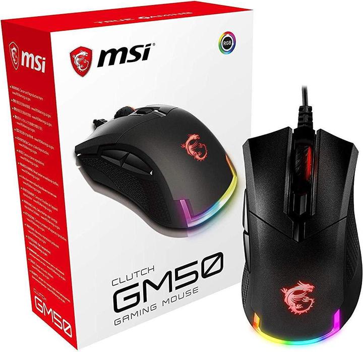 Image du produit MSI Souris de jeu légère et ergonomique Clutch GM50, capteur optique PMW-3330, avec RGB illuminati (Filaire)