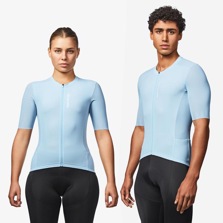Actual product image Van rysel Radtrikot Rennrad kurzarm Sommer Racer 2 Unisex Hellblau (M)