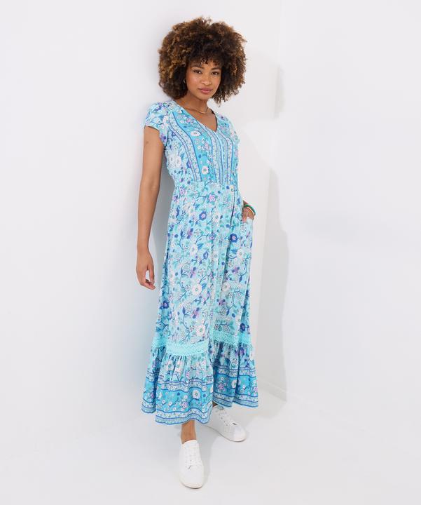 Actual product image Joe Browns Button Detail Border Print Button Through Maxi Dress (18)
