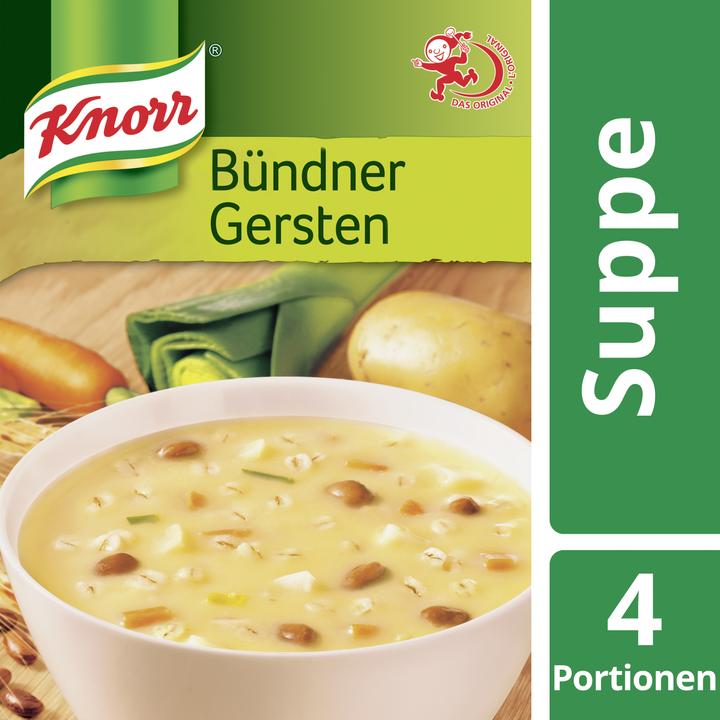 Produktbild Knorr Bündner Gerstensuppe Beutel, feinste Schweizer Küchenkunst, Suppe aus Bohnen & würzigem Speck